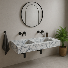 Load image into Gallery viewer, Calacatta Viola Marble Bathroom Double Sink Vanity (W)22&quot; (L)67&quot; (H)8&quot;
