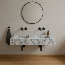 Load image into Gallery viewer, Calacatta Viola Marble Bathroom Double Sink Vanity (W)22&quot; (L)67&quot; (H)8&quot;
