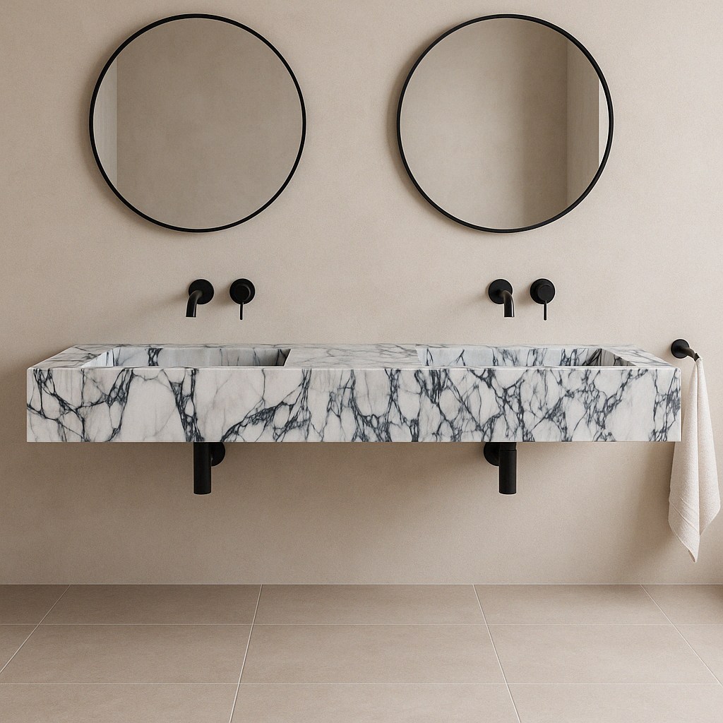 Calacatta Viola Marble Bathroom Double Sink Vanity (W)22