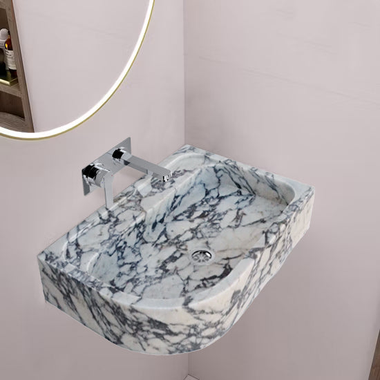 Calacatta Viola Marble Wall-mount Bathroom Rectangular Corner Sink (W)16