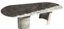 Carregar imagem no visualizador da galeria, Calacatta Viola Marble Oval Dining Table with C Shape Marble Legs Polished
