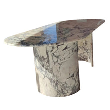 Carregar imagem no visualizador da galeria, Calacatta Viola Marble Oval Dining Table with C Shape Marble Legs Polished
