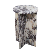 Cargar imagen en el visor de la galería, Calacatta Viola Marble End/Side Table, Nightstand Polished (D)14&quot; (H)22&quot;
