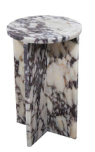 Cargar imagen en el visor de la galería, Calacatta Viola Marble End/Side Table, Nightstand Polished (D)14&quot; (H)22&quot;
