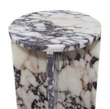Cargar imagen en el visor de la galería, Calacatta Viola Marble End/Side Table, Nightstand Polished (D)14&quot; (H)22&quot;
