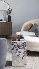 Load image into Gallery viewer, Calacatta Viola Marble Cube Design Plinth End/Side Table, Nightstand Polished (W)14&quot; (L)14&quot; (H)24&quot;
