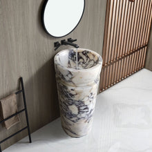 Carregar imagem no visualizador da galeria, Calacatta Viola Marble Designer Pedestal Stand-Alone Sink (W)18&quot; (L)18&quot; (H)33&quot;
