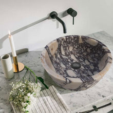 Carregar imagem no visualizador da galeria, Calacatta Viola Marble Tapered Above Vanity Bathroom Sink Honed/Matte (D)16&quot; (H)6&quot;
