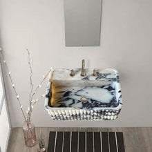 Load image into Gallery viewer, Calacatta Viola Marble Wall-Mount Rectangular Fluted Bathroom Sink (W)16&quot; (L)24&quot; (H)8&quot;
