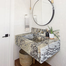 Load image into Gallery viewer, Calacatta Viola Marble Rectangular Wall-mount Bathroom Sink with 8&quot; Backsplash (W)21&quot; (L)34&quot; (H)10&quot;
