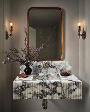 Load image into Gallery viewer, Calacatta Viola Marble Wall-mount Bathroom Vanity Sink Fluted Front (W)21&quot; (L)37&quot;
