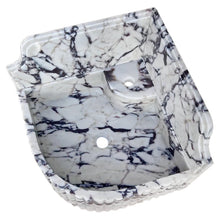 Carregar imagem no visualizador da galeria, Calacatta Viola Marble Wall-mount Bathroom Corner Sink Fluted with 8&quot; Backsplash
