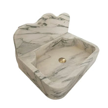Carregar imagem no visualizador da galeria, Calacatta White Marble Wall-Mount Bathroom Sink with Arabesque Backsplash (W)16&quot; (L)24&quot; (H)5&quot;
