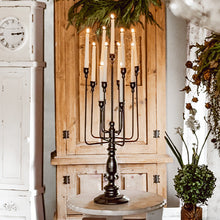 Load image into Gallery viewer, 13 Taper Candle Black Iron Candelabra
