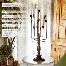 Load image into Gallery viewer, 13 Taper Candle Black Iron Candelabra

