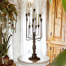 Load image into Gallery viewer, 13 Taper Candle Black Iron Candelabra
