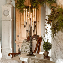 Load image into Gallery viewer, 13 Taper Candle Black Iron Candelabra
