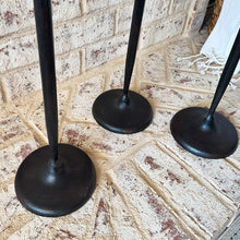 Carregar imagem no visualizador da galeria, Tall Flared Black Iron Candle Holders, Set of 3
