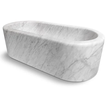 Load image into Gallery viewer, Imperial White Marble Bathtub Hand-carved from Solid Marble Block (W)32&quot; (L)70&quot; (H)20&quot;
