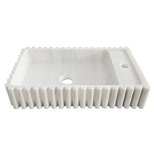 Cargar imagen en el visor de la galería, Carrara White Marble Wall-mount Bathroom Vanity Sink Fluted/Reeded (W)12&quot; (L)20&quot; (H)4&quot;
