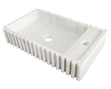 Cargar imagen en el visor de la galería, Carrara White Marble Wall-mount Bathroom Vanity Sink Fluted/Reeded (W)12&quot; (L)20&quot; (H)4&quot;
