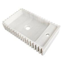 Cargar imagen en el visor de la galería, Carrara White Marble Wall-mount Bathroom Vanity Sink Fluted/Reeded (W)12&quot; (L)20&quot; (H)4&quot;
