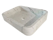 Cargar imagen en el visor de la galería, Carrara White Marble Rectangular Wall-mount Bathroom Sink (W)16&quot; (L)24&quot; (H)5&quot;
