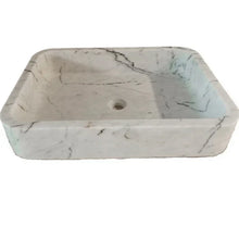 Cargar imagen en el visor de la galería, Carrara White Marble Rectangular Wall-mount Bathroom Sink (W)16&quot; (L)24&quot; (H)5&quot;

