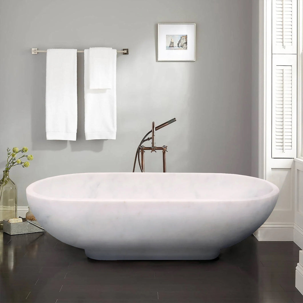 Bianco Carrara White Marble Bathtub Hand-carved from Solid Marble Block (W)30