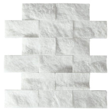 Cargar imagen en el visor de la galería, Carrara White Marble Split Face Brick Mosaic Wall Tile - Livfloors Collection
