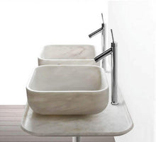 Cargar imagen en el visor de la galería, Carrara White Marble Square Above Vanity Bathroom Sink Polished (W)17&quot; (L)17&quot; (H)6&quot;
