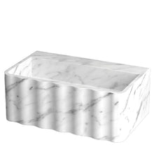 Cargar imagen en el visor de la galería, Carrara White Marble Wall-mount Bathroom Sink Fluted Front (W)16&quot; (L)28&quot; (H)10&quot;

