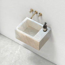 Cargar imagen en el visor de la galería, Carrara White Marble Wall-mount Bathroom Sink (W)14&quot; (W)18&quot; (H)5&quot;
