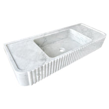 Cargar imagen en el visor de la galería, Carrara White Marble Wall-mount Bathroom Vanity Sink Fluted (W)16&quot; (L)40&quot; (H)6&quot;
