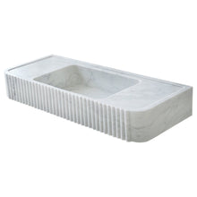 Cargar imagen en el visor de la galería, Carrara White Marble Wall-mount Bathroom Vanity Sink Fluted (W)16&quot; (L)40&quot; (H)6&quot;
