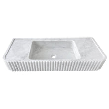 Cargar imagen en el visor de la galería, Carrara White Marble Wall-mount Bathroom Vanity Sink Fluted (W)16&quot; (L)40&quot; (H)6&quot;
