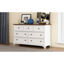 Cargar imagen en el visor de la galería, 3 Pieces Wooden Captain Bedroom Set Full Bed with Trundle, Nightstand and Dresser, White + Walnut
