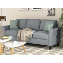 Cargar imagen en el visor de la galería, 3-Seat Sofa Living Room Linen Fabric Sofa (Gray)
