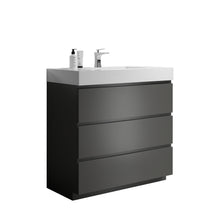 Load image into Gallery viewer, Alice 36&quot; Gray Bathroom Vanity with Sink, Large Storage Freestanding Bathroom Vanity for Modern Bathroom, One-Piece White Sink Basin without Drain and Faucet
