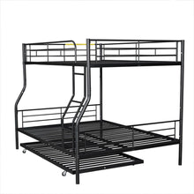 Load image into Gallery viewer, Full XL Over Queen Metal Bunk Bed with Trundle, Black

