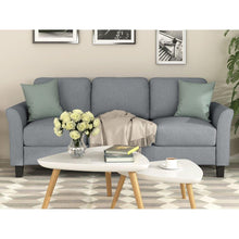 Cargar imagen en el visor de la galería, 3-Seat Sofa Living Room Linen Fabric Sofa (Gray)
