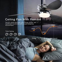 Cargar imagen en el visor de la galería, Ceiling Fan for Living Room with 3 ABS Blades, LED Light &amp; Remote
