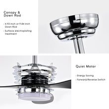 Cargar imagen en el visor de la galería, Ceiling Fan for Living Room with 3 ABS Blades, LED Light &amp; Remote
