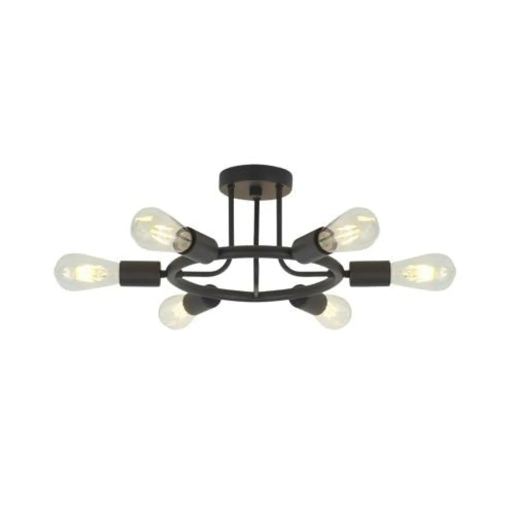 Ceiling Lamp with 6-Lights - Semi Recessed Sputnik Design for Living Rooms