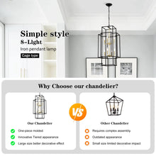 Carregar imagem no visualizador da galeria, Ceiling Light in Kitchen with 8-Light Lantern Style &amp; Adjustable Height
