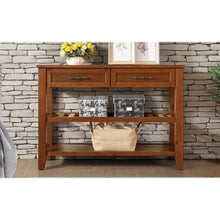Load image into Gallery viewer, Console Sofa Table with 2 Storage Drawers and 2 Tiers Shelves, Mid-Century Style 42&quot; Solid Wood Buffet Sideboard for Living Room Furniture Kitchen Dining Room Entryway Hallway, Brown
