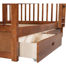 Carregar imagem no visualizador da galeria, Full-Over-Full Bunk Bed with Ladders and Two Storage Drawers (Walnut)
