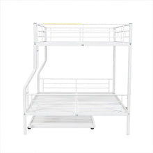 Load image into Gallery viewer, Full XL Over Queen Metal Bunk Bed with Trundle, White
