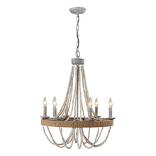 Load image into Gallery viewer, Chokio 6-Light Wood Bead Chandelier

