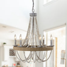 Load image into Gallery viewer, Chokio 6-Light Wood Bead Chandelier
